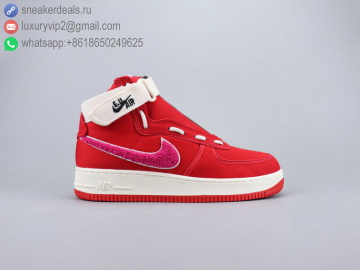 NIKE AIR FORCE 1 HIGH EU ZIP VALENTINES DAY RED PINK UNISEX CANVAS SKATE SHOES